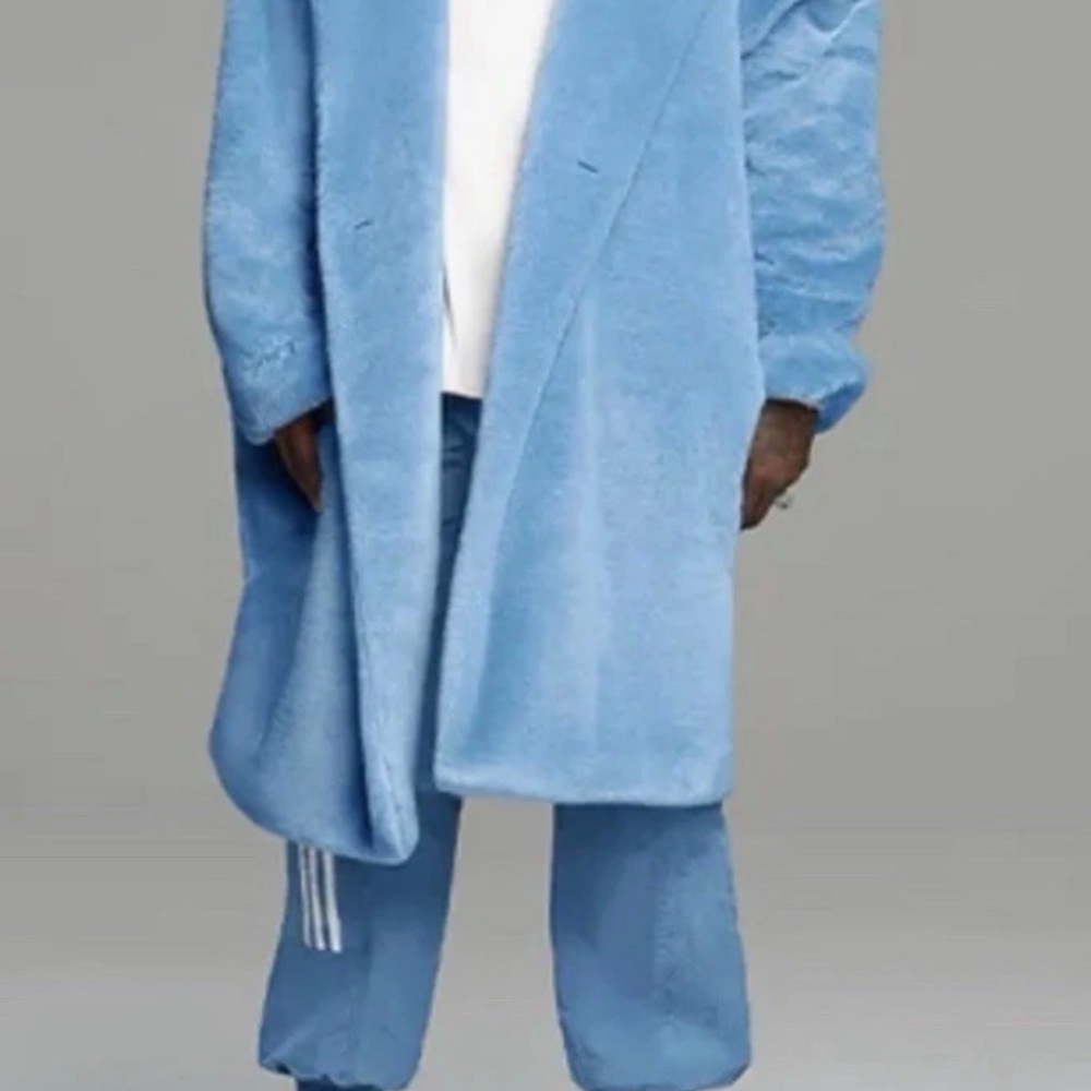 Ivy Park x Adidas blue fur jacket Midium(Fits like Extra Large ) Beyoncé unisex - Picture 6 of 8